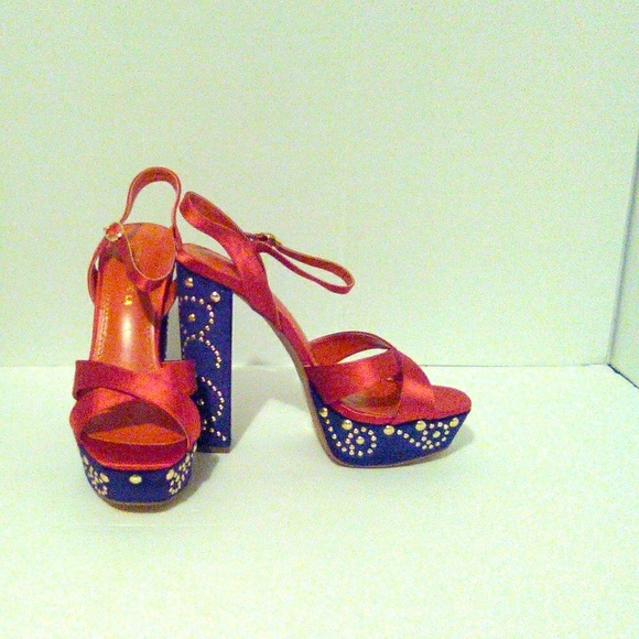 Orange Studded Heels - Picture 4 of 8